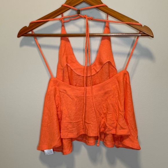 NWT! Free People Long Weekend Knit Halter Neck Orange Tank Top, Size Large - Picture 3 of 9